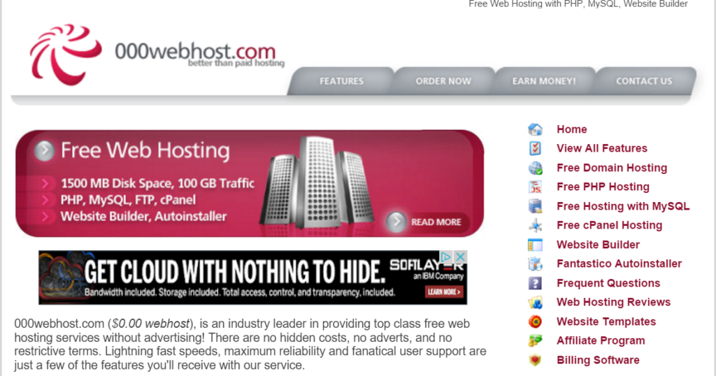 Archived version of 000webhost homepage