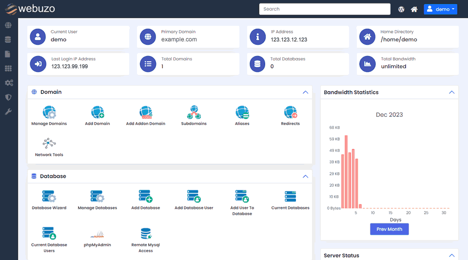 Webuzo Control Panel