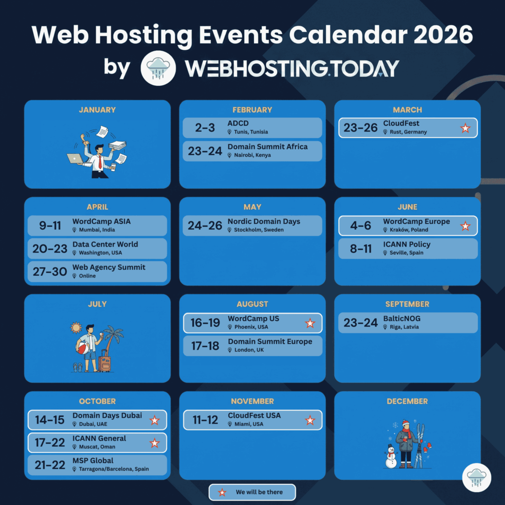2026 hosting industry event calendar by webhosting.today