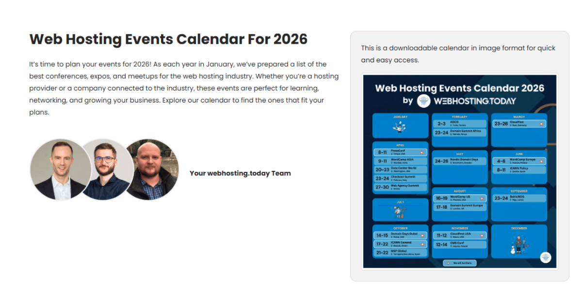 Wht Web Events Web Hosting Events Calendar For 2026 - webhosting.today