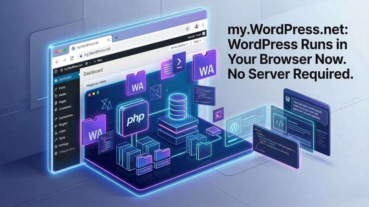 WordPress.org launched my.WordPress.net — a fully functional WordPress instance running entirely in the browser via WebAssembly. 