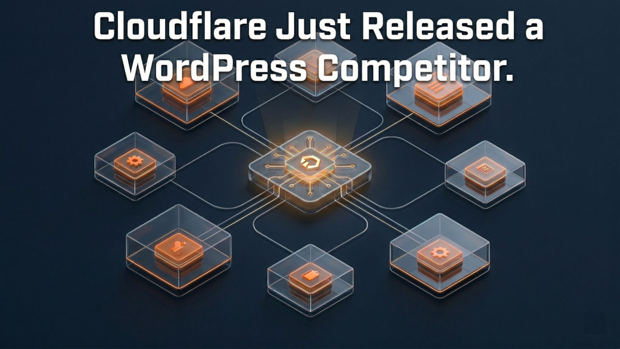 EmDash CMS dashboard interface showing the Cloudflare-powered content management system built on Workers, D1 and Astro as a modern open-source alternative to WordPress.