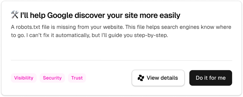 Website growth agent for SMBs helping Google discover a site easily