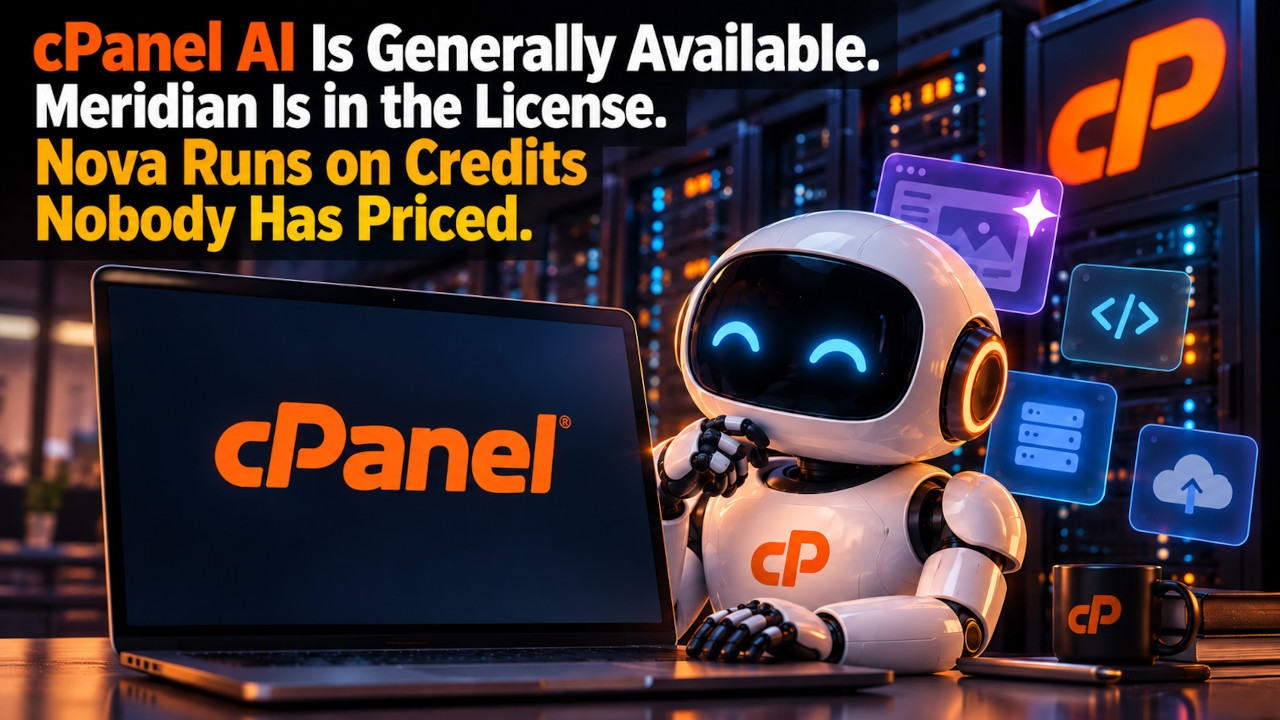 cPanel AI Is Generally Available. Meridian Is in the License. Nova Runs on Credits Nobody Has Priced.
