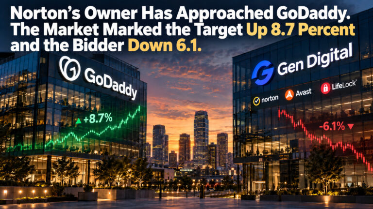 Norton’s Owner Has Approached GoDaddy. The Market Marked the Target Up 8.7 Percent and the Bidder Down 6.1.