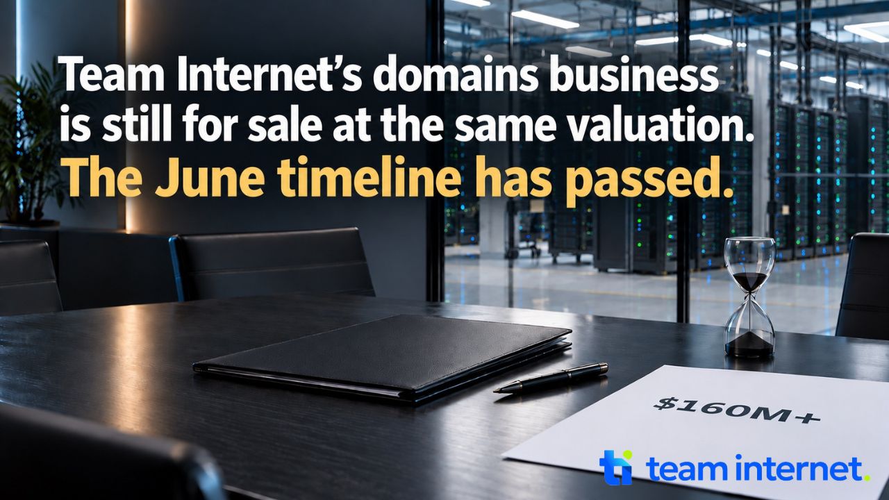 Team Internet Still Wants Over $160 Million for Its Domains Business. The Timeline It Set in June Has Passed.