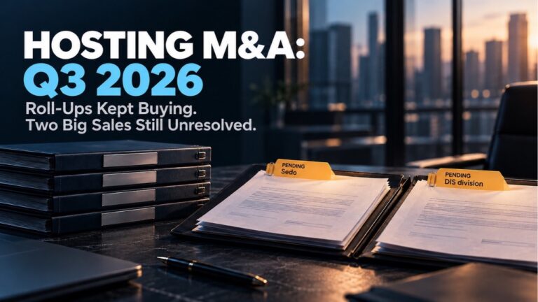 Hosting M&A in Q3 2026: The Roll-Ups Kept Buying. Two Big Disposals Ran Past Their Timelines.