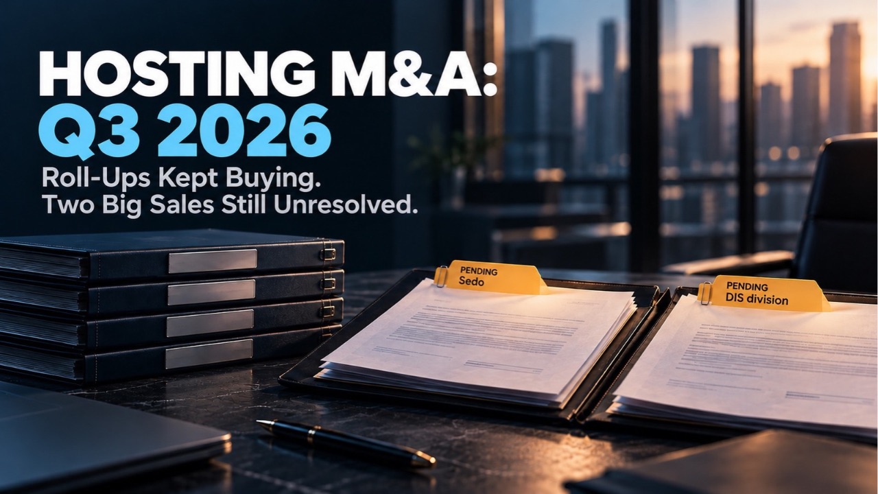 Hosting M&A in Q3 2026: The Roll-Ups Kept Buying. Two Big Disposals Ran Past Their Timelines.