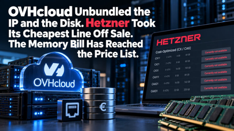 OVHcloud Unbundled the IP and the Disk. Hetzner Took Its Cheapest Line Off Sale. The Memory Bill Has Reached the Price List.