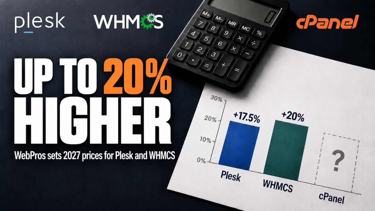 Plesk, WHMCS and cPanel Cost Up to 20 Percent More in 2027